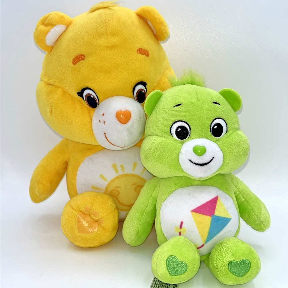 Care Bears Funshine Bear & Do Your Best Bear Plush Lot 2015 2021 Sunshine Kite 1